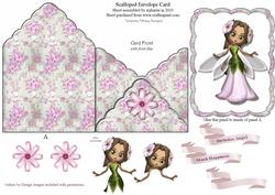Scalloped Envelope Card - Flower Angel
