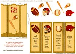 4 Bookmarks & Bookmark Envelope - Sports 2