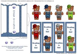4 Bookmarks & Bookmark Envelope - Boy Bears