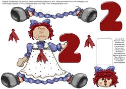 Raggedy 2nd Birthday Flip-up Card