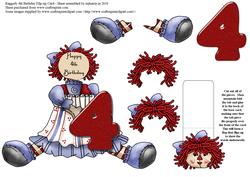 Raggedy 4th Birthday Flip-up Card