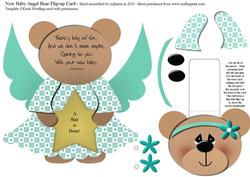 New Baby Angel Bear Flip-up Card