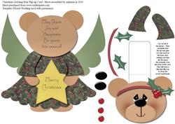 Christmas Greeting Angel Bear Flip-up Card