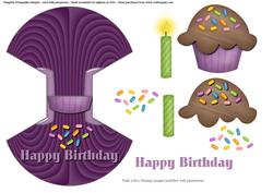 Purple Cup Cake Wobble Card