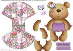 Purple Birthday Bear Wobble Card