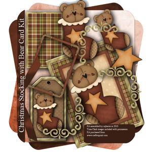 Christmas Stocking with Bear Card Kit