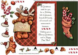 Reindeer Teardrop Tri-fold Card