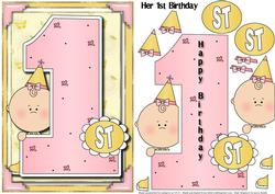 Her 1st Birthday Card Topper