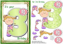 Her 3rd Birthday Card Topper