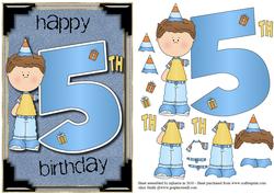 His 5th Birthday Card Topper