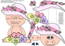 Candy Hearts Valentine Pig Flip-up Card