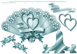 Aqua Anniversary Fan & Stand