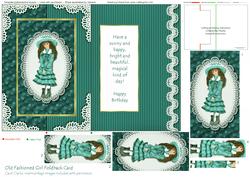 Vintage Girl Pyramid Foldback Card