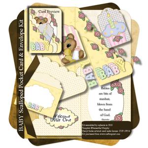 Baby (neutral)scalloped Pocket Card & Envelope Kit
