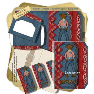 Cuttin' Corners Cowboy Layer-front Card & Envelope