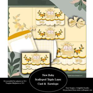 New Baby Scalloped Triple Layer Card & Envelope