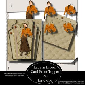 Lady in Brown Card Front Topper & Envelope