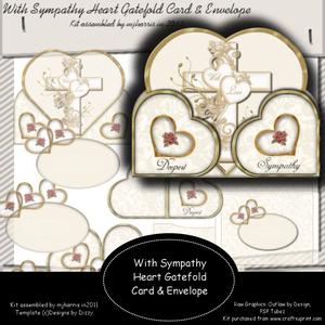 With Sympathy Heart Gatefold Card & Envelope