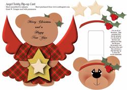 Christmas Angel Teddy Flip-up Card