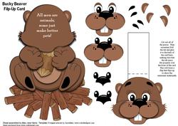 Bucky Beaver Flip-up Card