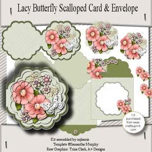 Lacy Butterfly Scallop-shaped Card Kit