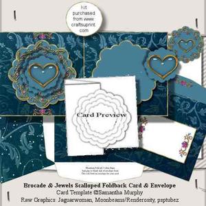 Brocade & Jewles Fold Back Card & Envelope Kit