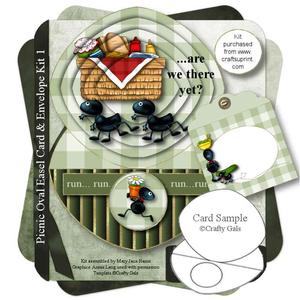 Picnic Oval Easel Card & Envelope Kit 1