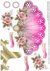 Pink Rose Fan & Stand