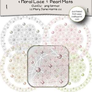 4 Floral Lace & Pearl Mats - Cu4cu