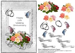 Silver Wedding Anniversary Card Topper