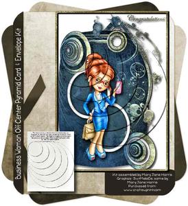 Business Woman Off-center Pyramid Card & Envelope Kit