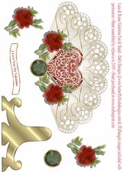 Lace & Roses Valentine Fan & Stand