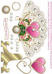 Hearts & Pearls Valentine's Fan & Stand