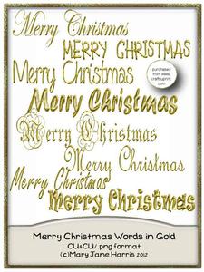 Merry Christmas Sentiments in Gold - Cu4cu