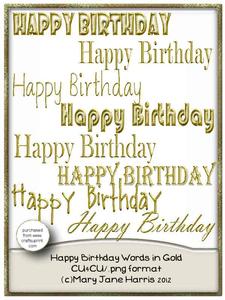 Happy Birthday Words in Gold - Cu4cu