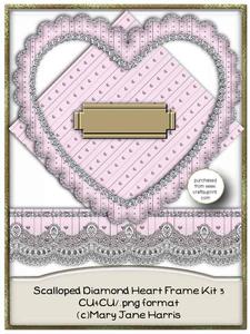 Scalloped Diamond Heart Frame Kit 3 - Cu4cu