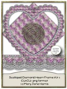 Scalloped Diamond Heart Frame Kit 5 - Cu4cu