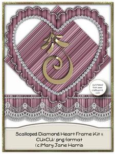Scalloped Diamond Heart Frame Kit 10 - Cu4cu