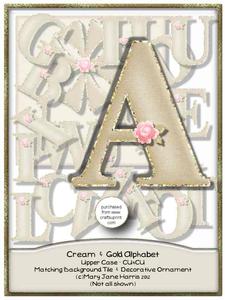 Cream & Gold Upper Case Alphabet - Cu4cu