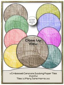 8 Embossed Concrete Backing Paper Tiles - Cu4cu