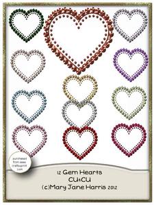 12 Gem Hearts - Cu4cu