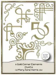 8 Gold Corner Elements - Cu4cu