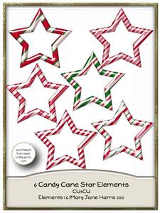 6 Candy Cane Star Elements - Cu4cu