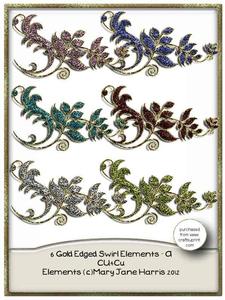 6 Gold Edged Swirl Elements a - Cu4cu