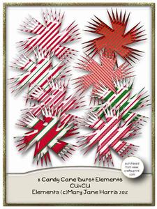 8 Candy Cane Burst Elements - Cu4cu