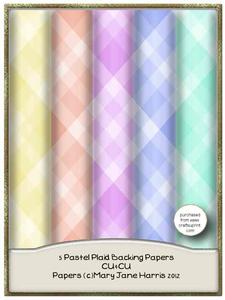 5 Pastel Plaid Backing Papers - Cu4cu