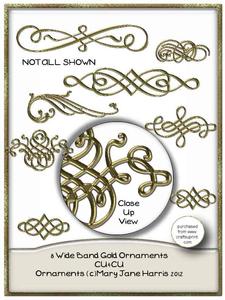 8 Wide Band Gold Ornaments - Cu4cu