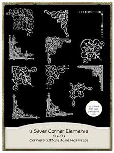 12 Silver Corner Elements - Cu4cu