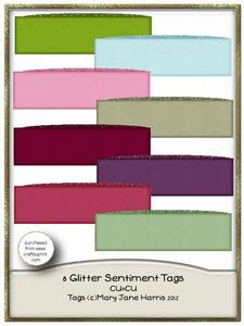 8 Blank Glitter Edged Sentiment Tags - Cu4cu