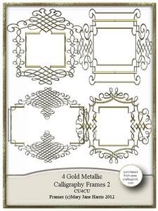 4 Gold Metallic Caligraphy Frames - 2 - Cu4cu